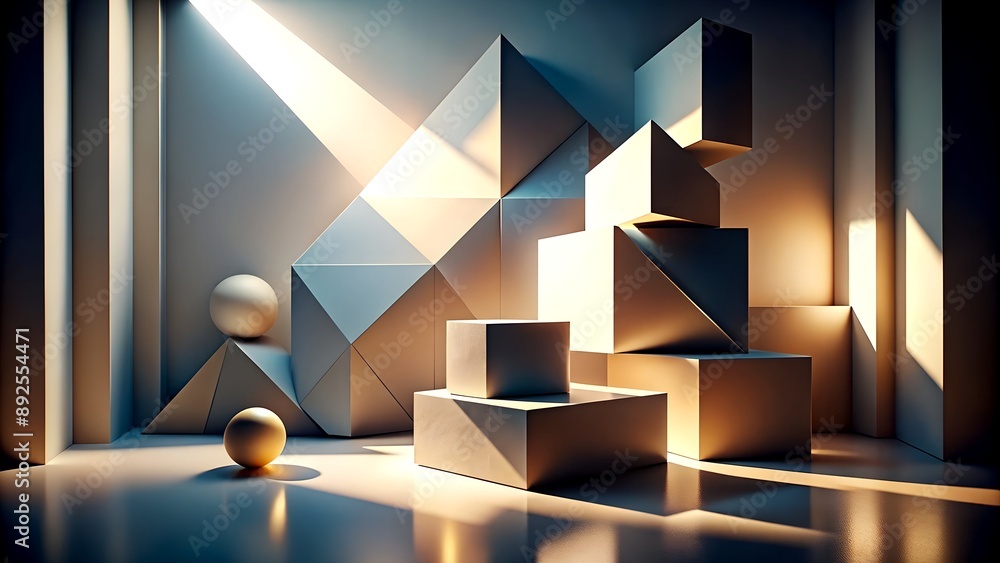 Aufkleber the dance of light and shadow: a playful exploration of geometric shapes in a abstract composition g