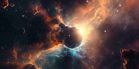 Obraz premium Colorful space galaxy cloud nebula. Stary night cosmos. Universe science astronomy. Supernova background wallpaper created by ai