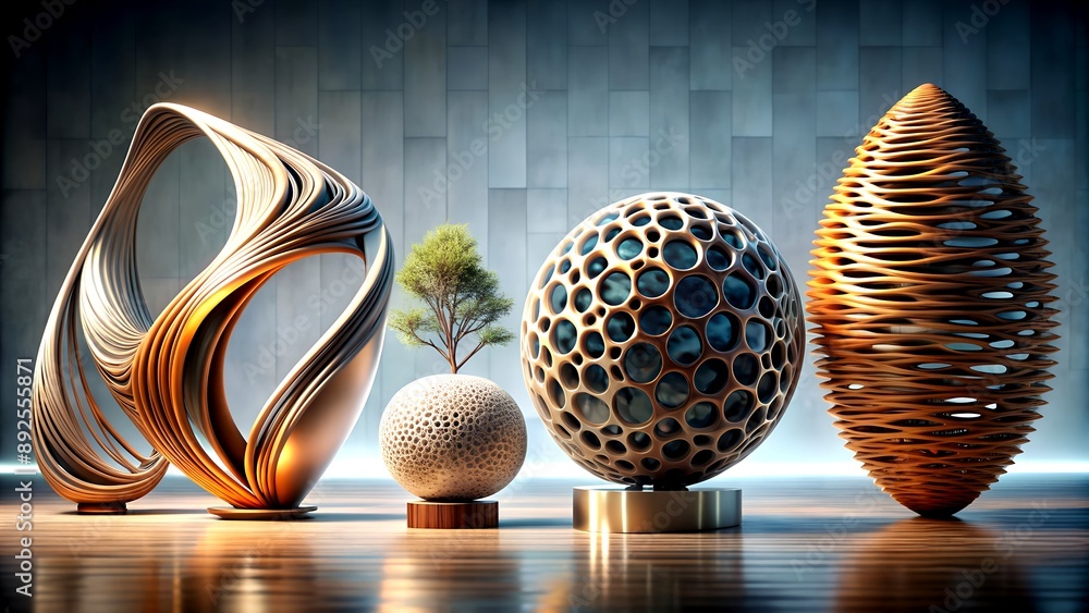 Poster a three-dimensional artwork that captures the process of change and growth through form generative a
