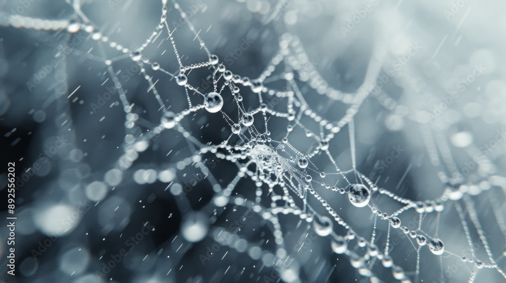 Aufkleber abstract texture, top-down view, delicate and structured patterns of spider webs