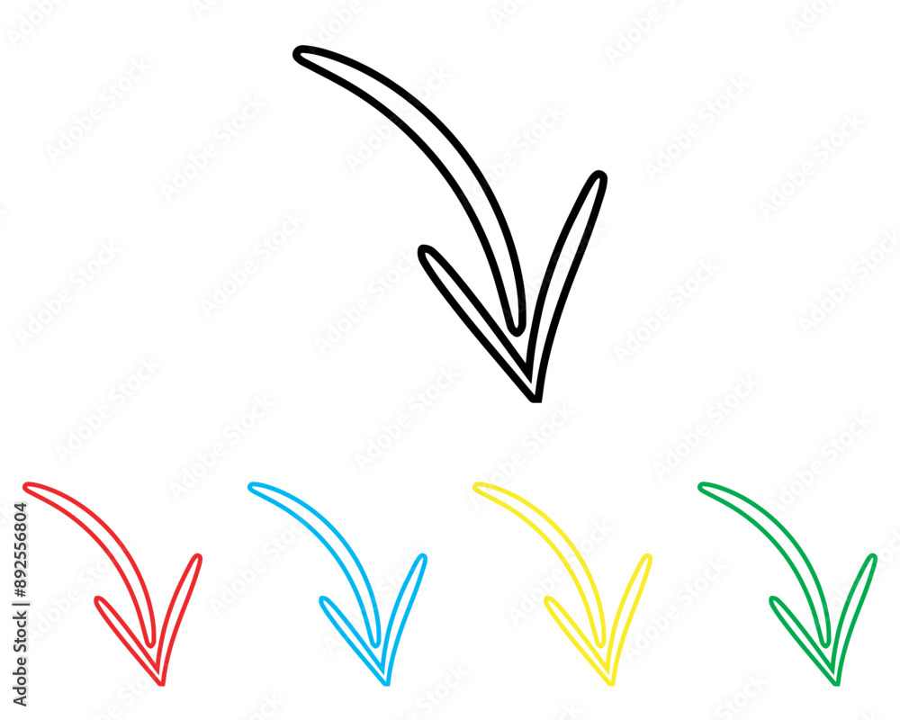 Poster curved arrow icon vector. arrow pointer icon sign symbol in trendy flat style. set elements in color