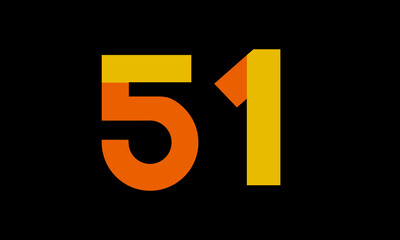 51 Orange Logo Number Half Yellow Simple
