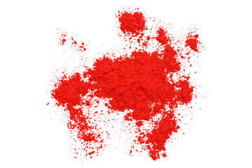 Red powder isolated on transparent background.