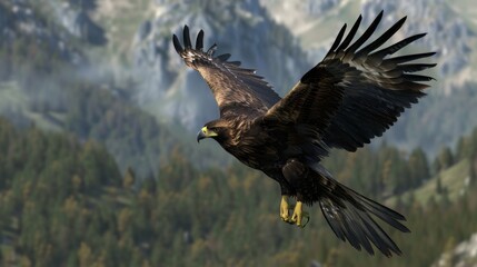 Obraz premium Golden Eagle Soaring Through the Mountains.