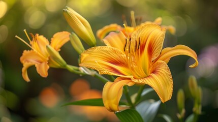 Obraz premium Orange Day Lily Flower in Bloom.