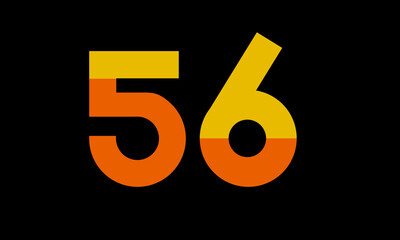 56 Orange Logo Number Half Yellow Simple