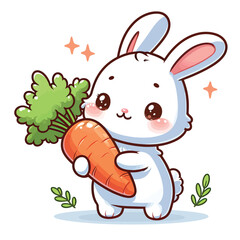 Naklejka premium A rabbit holding a carrot Adobe Illustrator Artwork