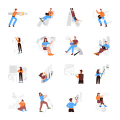 Bundle of Progress and Analysis Flat Illustrations 

