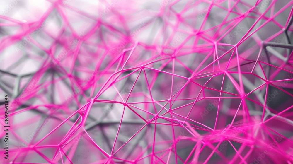 Fototapete Intricate network of bright fuchsia and soft grey lines, forming a modern and stylish pattern for text overlays