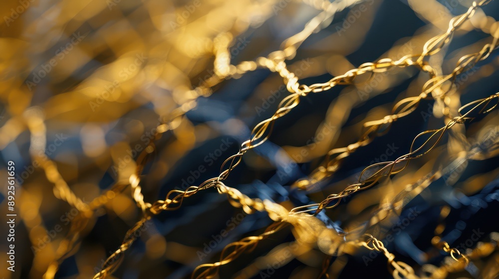 Fototapete Intricate network of gold and navy blue fibers, creating a luxurious and elegant web suitable for high-end text overlays