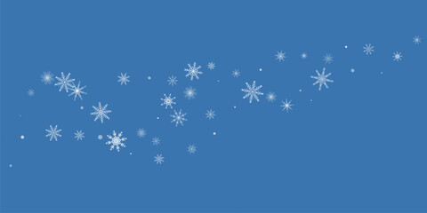 Snowflakes. Snow, snowfall. Falling scattered white snowflakes on a blue background.