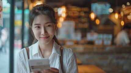 Woman Enjoying Coffee Shop Ambiance