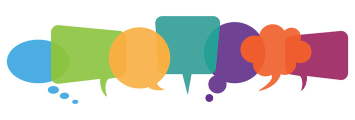 Speech bubbles colorful Icon. Social media communication. Multicolor dialogue concept. Vector illustration.
