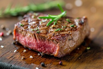 Mouth-watering Black angus steak. Large and uncooked piece meat table with different spices. Generate AI