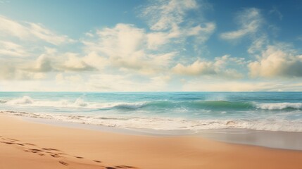 Fototapeta premium Serene beach with golden sand and gentle waves