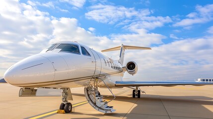 business jet airplane parked at outside and waiting vip persons Luxury tourism and business travel transportation concept