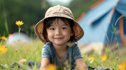 Young Child Smiling in Nature
