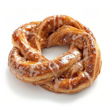 A kringle pastry, glazed and dusted with powdered sugar