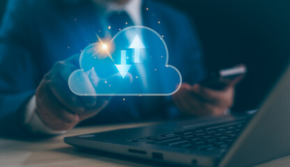 Cloud technology digital transformation change management, internet of things. New technology big data and business process strategy, automate operation, smart industry, customer service management