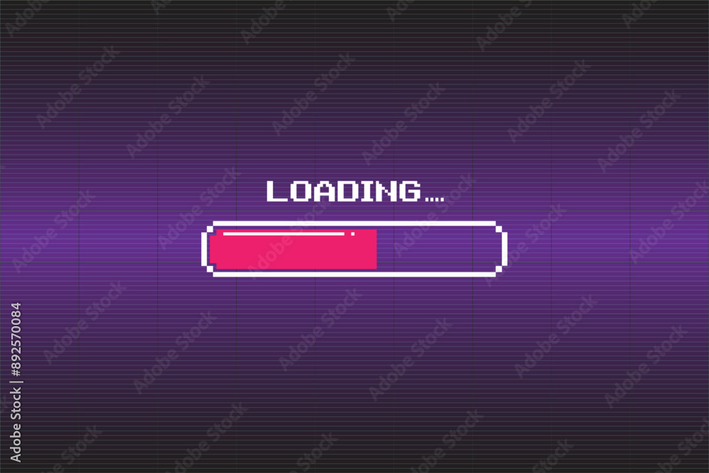 Poster loading .pixel art .8 bit game. retro game. for game assets in vector illustrations.