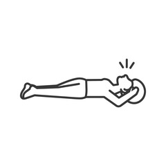 unconscious woman with injury minimalist line art icon logo symbol 