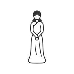vietnamese women wearing ao dai minimalist line art icon logo symbol 