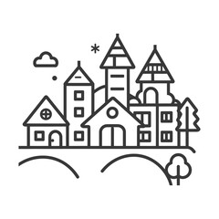 Fototapeta premium village minimalist line art icon logo symbol 