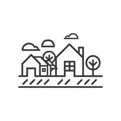village minimalist line art icon logo symbol 