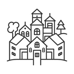 village minimalist line art icon logo symbol 