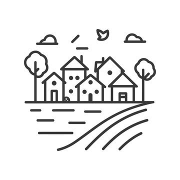 recommend clip art: village minimalist line art icon logo symbol 