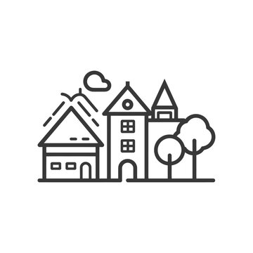 recommend clip art: village minimalist line art icon logo symbol 