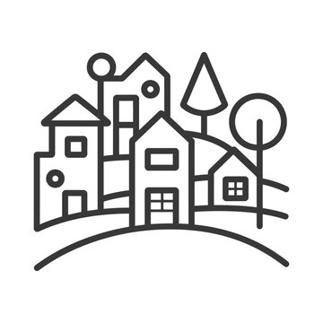 recommend clip art: village minimalist line art icon logo symbol 