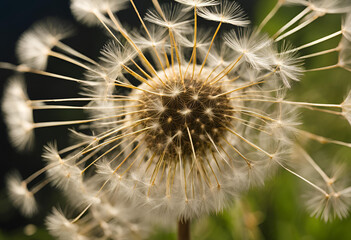 Obraz premium Intricate Macro of Giant Dandelion Seeds: Detailed View of Each Seed's Spines.