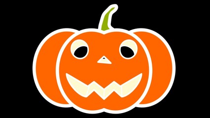 A Big Cute Cartoon Halloween Pumpkin Face Lantern On Black Background. Digital Art, Procreate Pocket