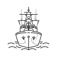 warship minimalist line art icon logo symbol 
