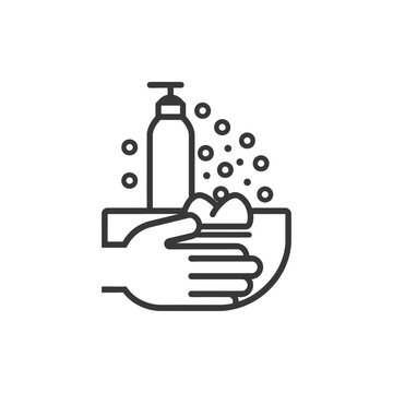 recommend clip art: washing hands with soap minimalist line art icon logo symbol 