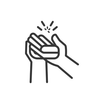 recommend clip art: washing hands with soap minimalist line art icon logo symbol 