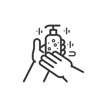 recommend clip art: washing hands with soap minimalist line art icon logo symbol 