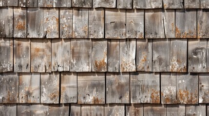 Aged rustic wooden background with light brown square shingles