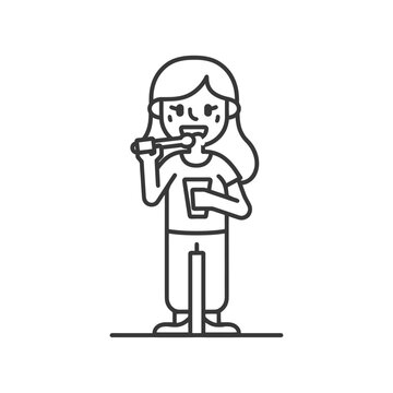 recommend clip art: woman brushing teeth minimalist line art icon logo symbol 
