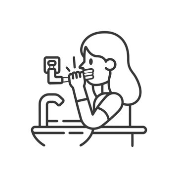 recommend clip art: woman brushing his teeth minimalist line art icon logo symbol 