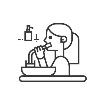 recommend clip art: woman brushing his teeth minimalist line art icon logo symbol 