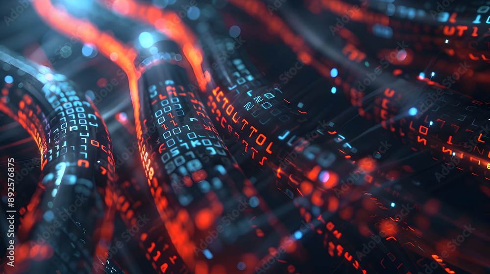 Poster glowing digital connectivity a cyberpunk inspired futuristic abstract visualization of binary codes 