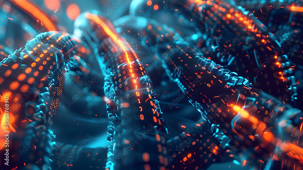 Poster mesmerizing abstract background showcasing a high tech network of dazzling data streams glowing bina