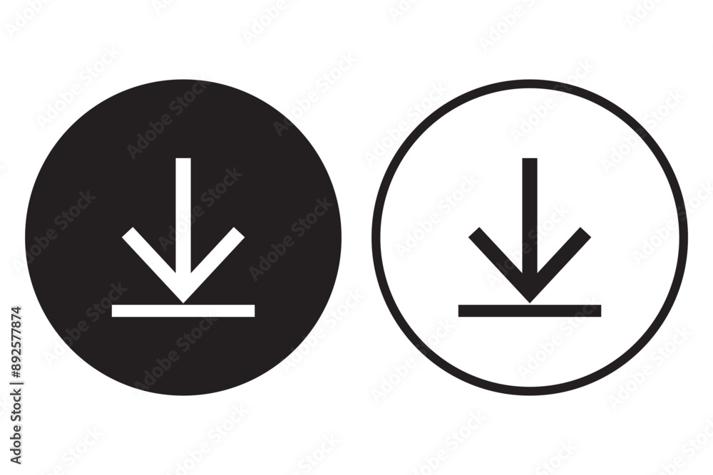 Aufkleber set of download flat vectors icons. install symbols. upload buttons. load symbols. software download