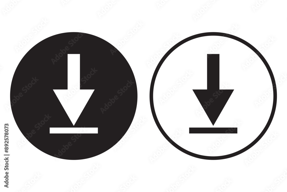Poster set of download flat vectors icons. install symbols. upload buttons. load symbols. software download