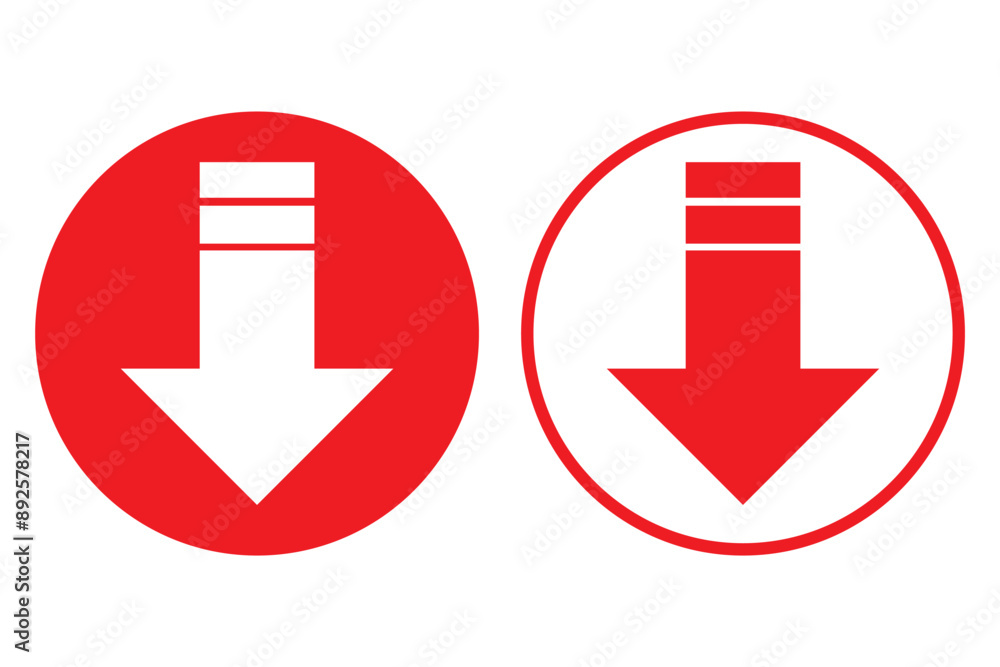 Poster set of download flat vectors icons. install symbols. upload buttons. load symbols. software download