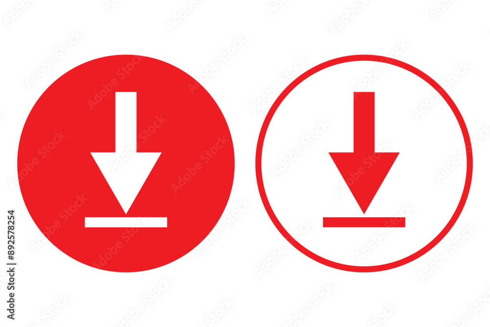 Poster set of download flat vectors icons. install symbols. upload buttons. load symbols. software download