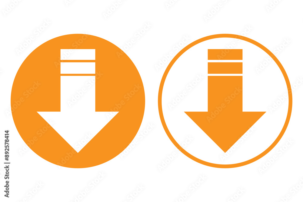 Poster set of download flat vectors icons. install symbols. upload buttons. load symbols. software download