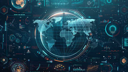 Worldwide business concept. Futuristic graphical user interface.